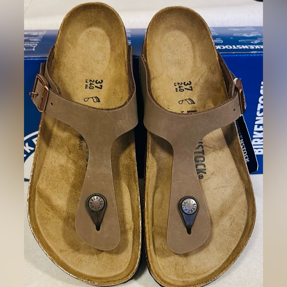Birkenstock Gizeh sandal NEW! In Box-Size 37 Regular (US: 6.5-7) Mocca Nubuck!